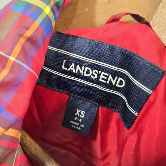 Lands End Vest Women XS Red Plaid Down Puffer Insulated Quilted Goose Yellow - Picture 3 of 9